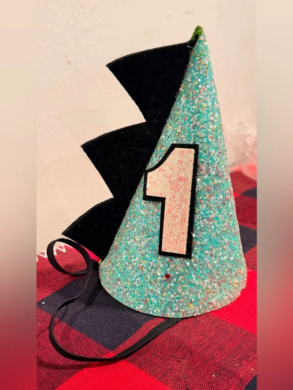 Glitter First Birthday dinosaur dragon Party Hat
